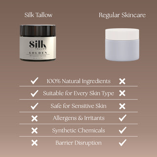 comparison chart of golden silk tallow against regular skincare